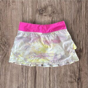 IVIVVA by Lululemon Tennis Skirt Set The Pace Pink Purple Tie Dye Pleated Sz 12